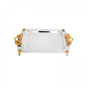 سینی گل رز مستطیل بزرگ طلایی  کی اس تی (KST) کد 218