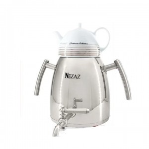 کتری و قوری 6 لیترهرمی دسته استیل قوری چینی  (NEZAZ) کد 4000