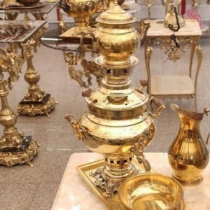 سماور برنجی و دکوری 1 لیتری کوچک