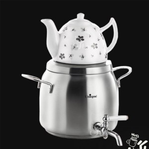 سماور روگازی استیل و قوری چینی یونیک Unique مدل UN-7205 اورجینال