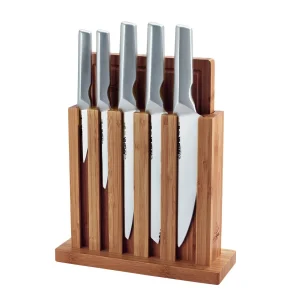 ست چاقوی ۷ تکه ارشیا مدل KS112-3659 با پایه و تخته برش اقاقیا