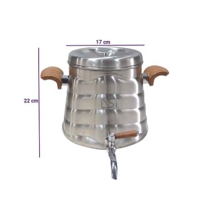 کتری و قوری شیردار 6 لیتر با قوری چینی دسته چوبی مات KST-3070D