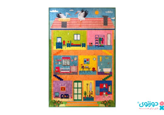 فرش بازی کودک طرح خانه شیروانی