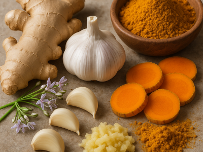 تأثیر سیر و زردچوبه بر روند پیری ; بررسی علمی خواص ضدپیری، آنتی‌اکسیدانی و ضدالتهابی این دو ادویه معجزه‌آسا