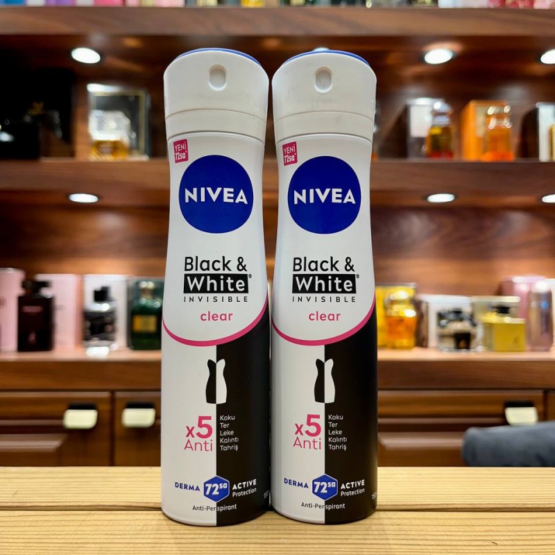 اسپری ضد تعریق زنانه 72 ساعته نیوا black &white invisible clear