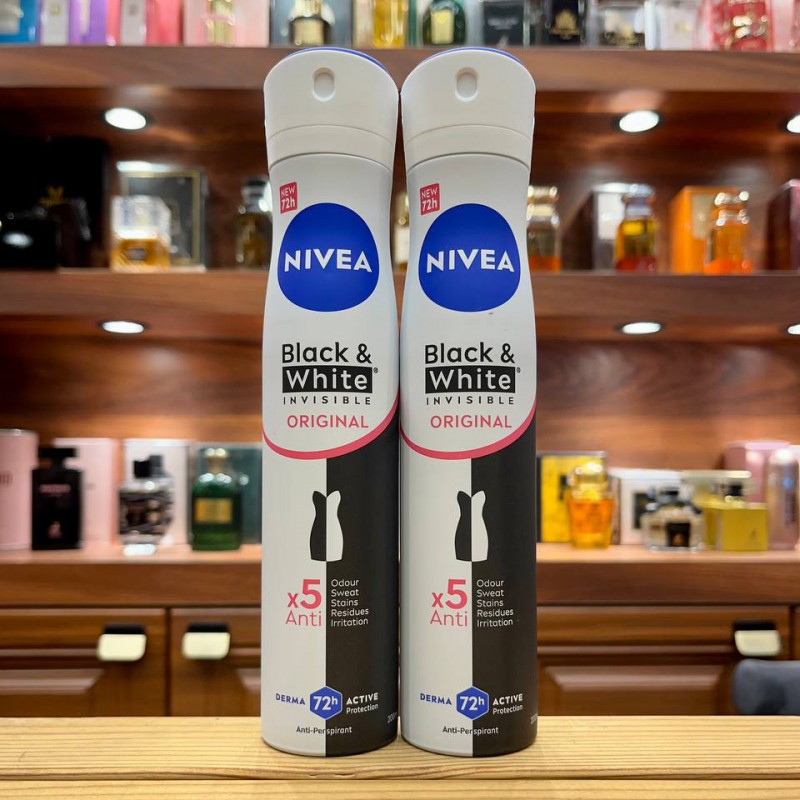 اسپری ضد تعریق زنانه 72ساعت نیوا 200میل NIVEA BLACK $WHITE ORGINAL