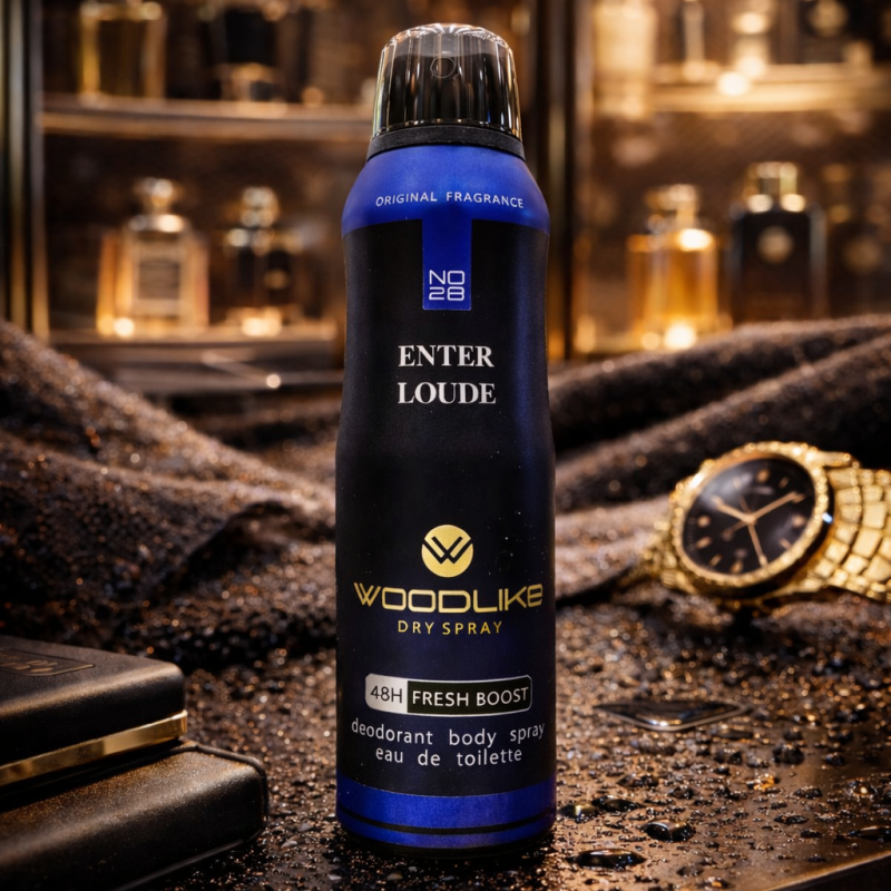 اسپری بدن مردانه وودلایک مدل اینترلود حجم 200 میل ENTER LOUDE WOODLIKE