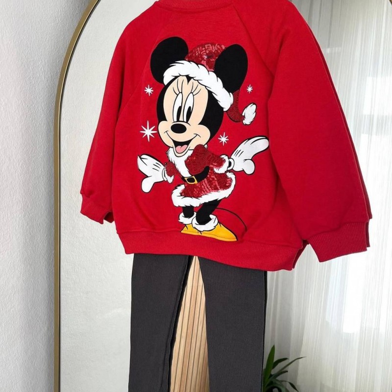 ست بلوز و شلوار میکی قرمز طرح کریسمس