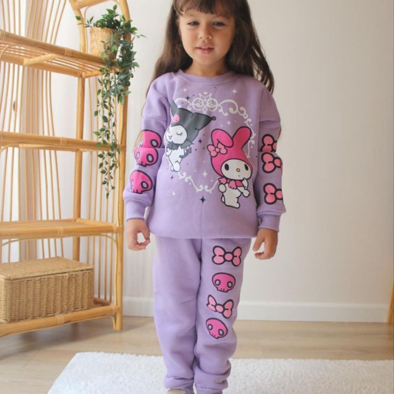 ست بلوز شلوار توکرکی کرومی ملودی بنفش زارا