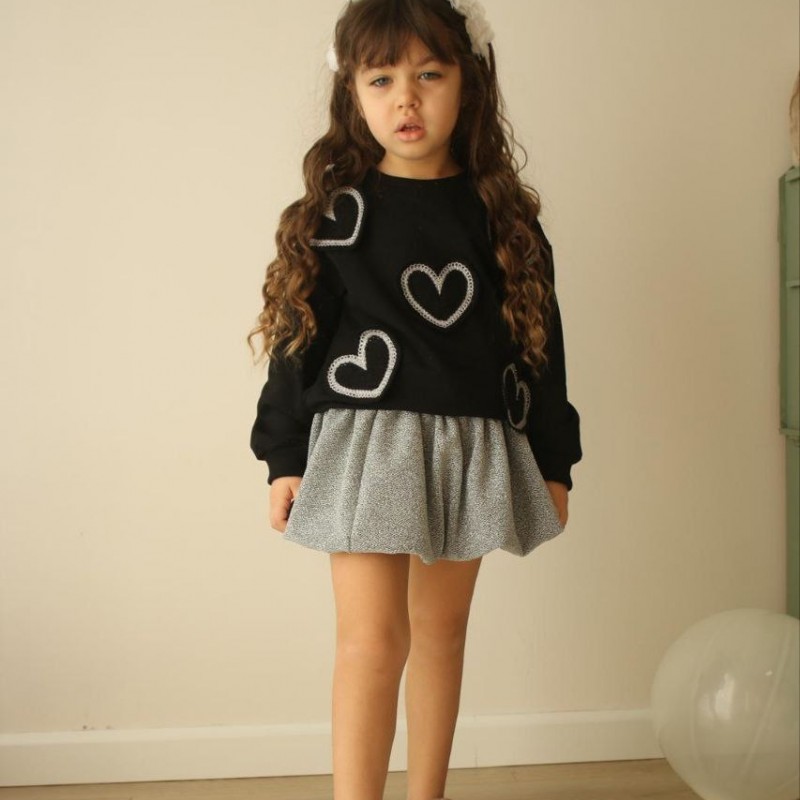 ست دورس و دامن ترک طرح قلب- رنگ مشکی