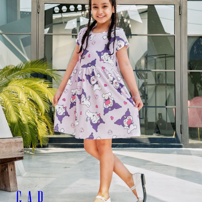 پیراهن دخترانه طرح کرومی بنفش