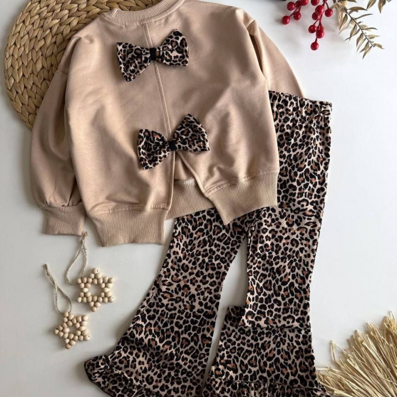 ست بلوز پشت پاپیونی و شلوار دمپا پلنگی