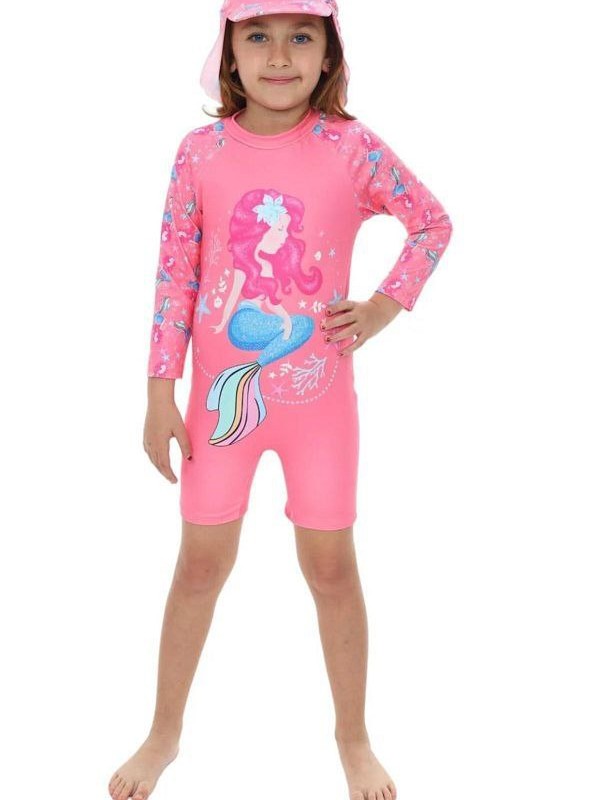 مایو پادار کلاه دار طرح پری دریایی