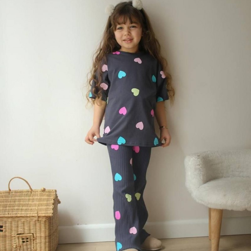 ست تیشرت شلوار طرح قلب