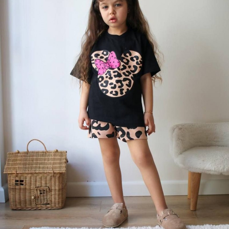 تیشرت شلوارک میکی پلنگی تیره ( ترک )