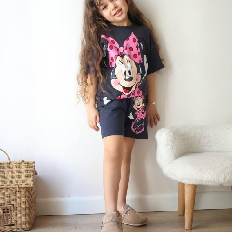 ست تیشرت شلوارک مینی موس تیره پاپیونی ( ترک )