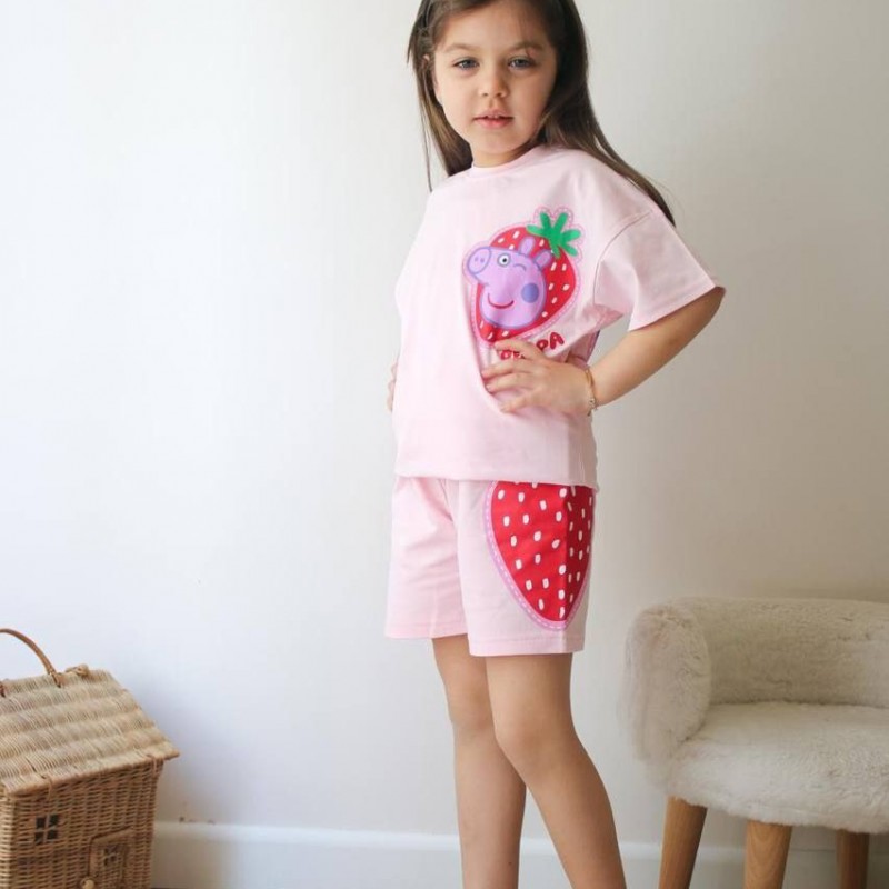 تیشرت شلوارک طرح پپا توت فرنگی ( ترک )