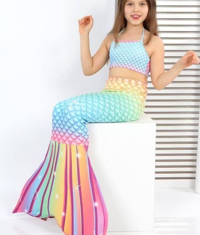 مایو پری دریایی سه تیکه - رنگین کمانی