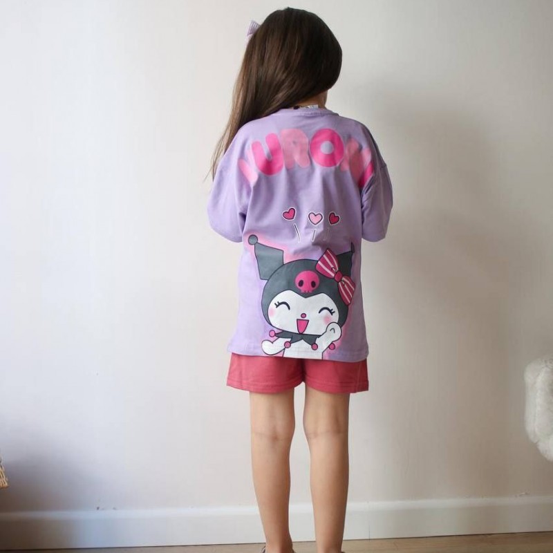 ست تیشرت شلوارک کرومی بنفش