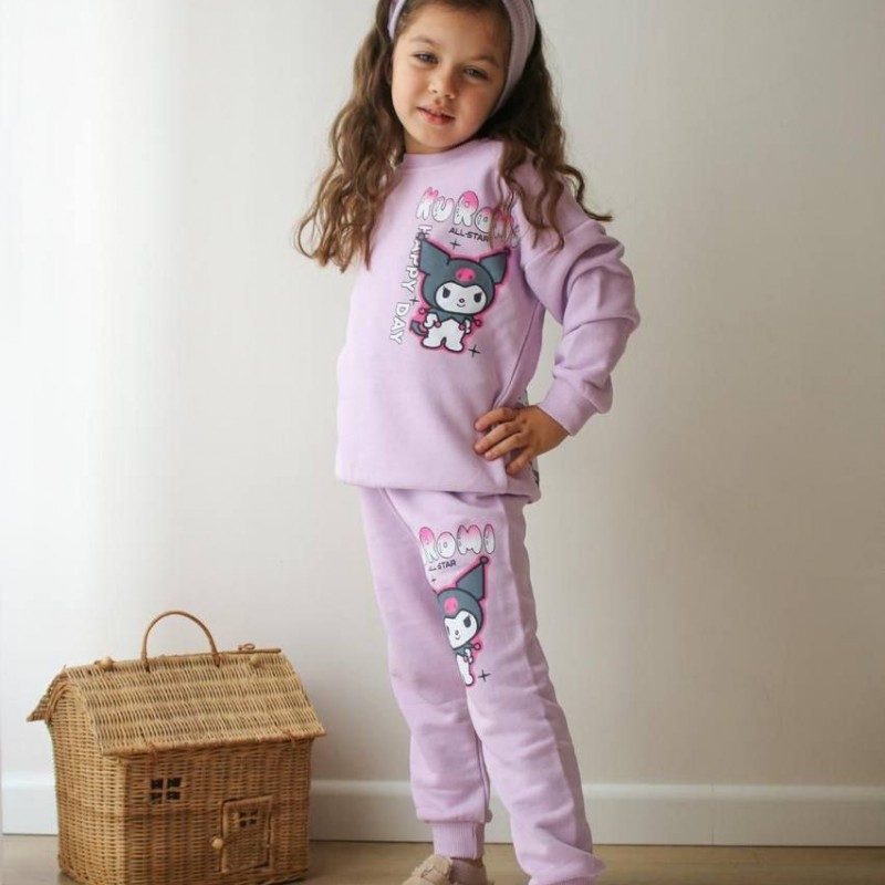 ست بلوز شلوار کرومی بنفش - پشت طرح دار