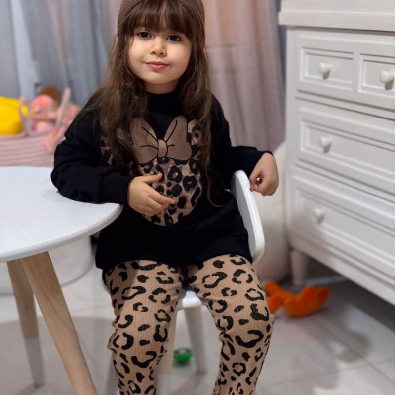 ست پلنگی دمپا رنگ مشکی  زارا