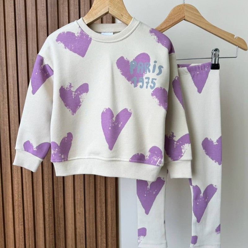 ست بلوز شلوار دورس سه نخ زارا طرح قلب