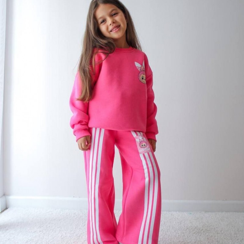 ست دو تیکه ترک کرک دار شلوار بگ طرح لبوبو آدیداس