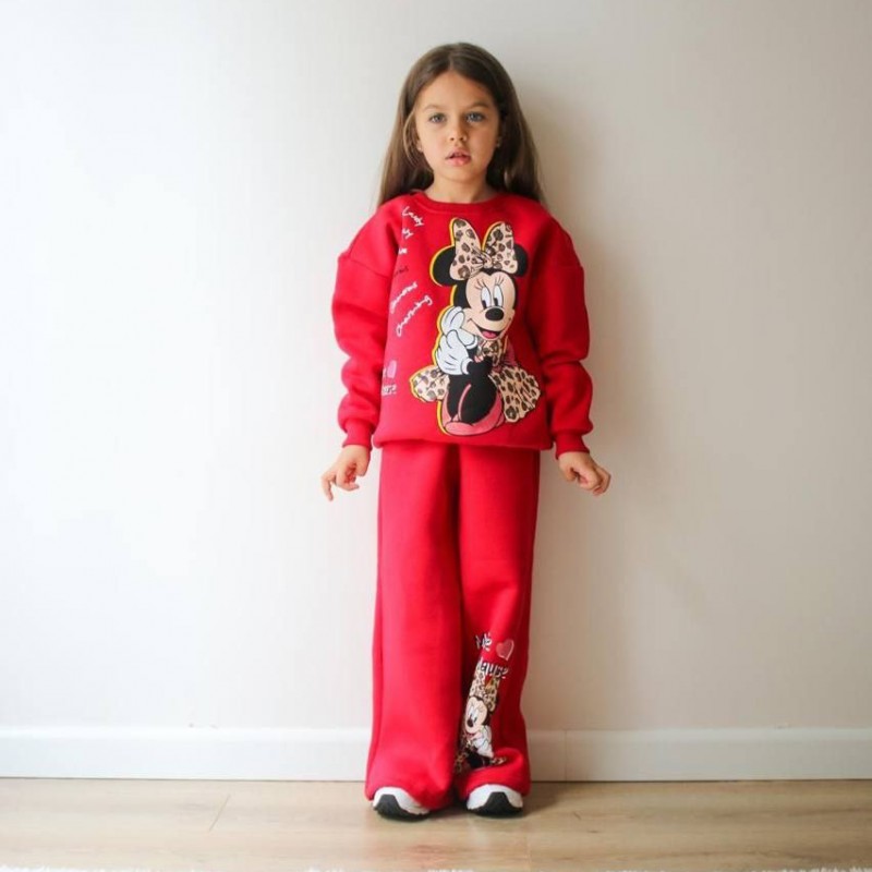 ست دو تیکه ترک کرک دار شلوار بگ طرح میکی پلنگی