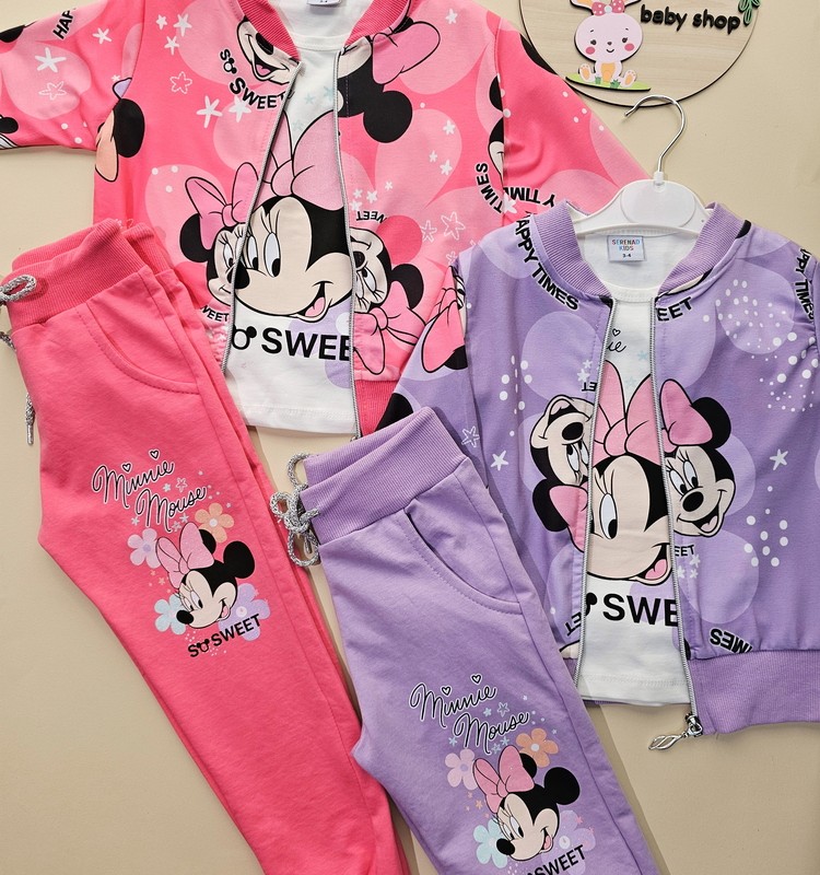 ست سه تیکه میکی : سویشرت -تیشرت-شلوار