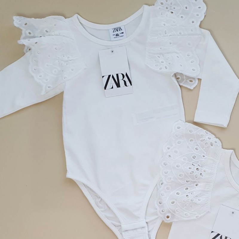 بادی زارا سفید آستین دار