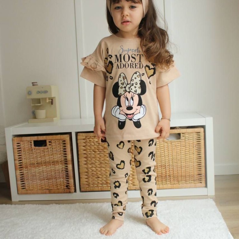 ست آستین کوتاه (بلوز شلوار) میکی پلنگی