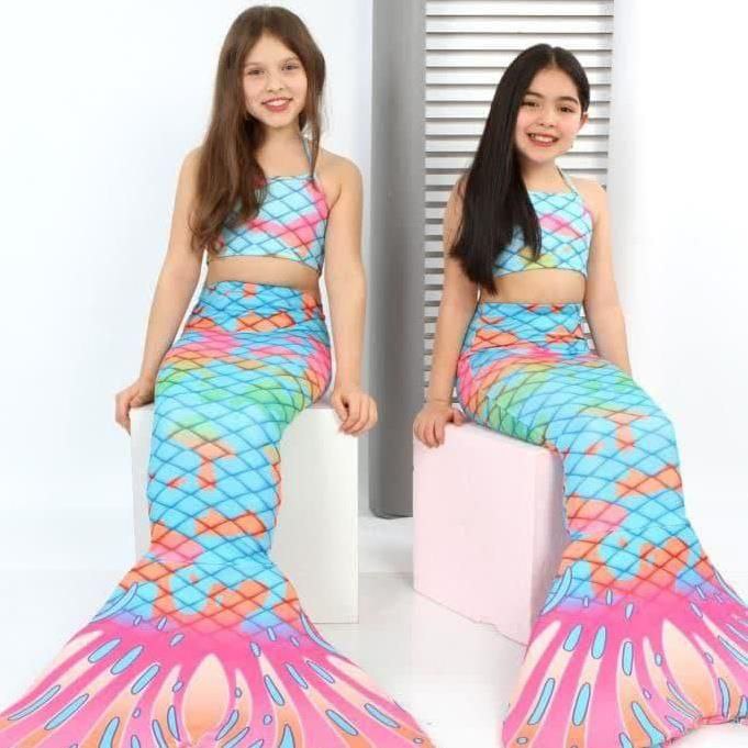 مایو سه تیکه پری دریایی هفت رنگ