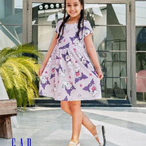 پیراهن دخترانه طرح کرومی بنفش