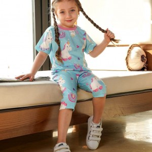 تیشرت شلوارک طرح یونیکورن