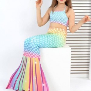 مایو پری دریایی سه تیکه - رنگین کمانی