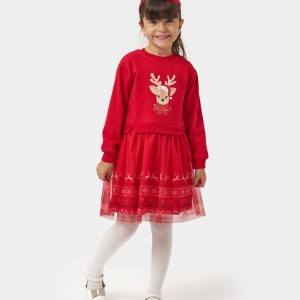 پیراهن کریسمسی طرح گوزن رنگ قرمز