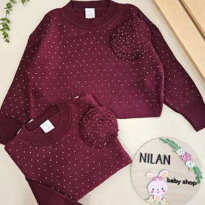 ست دوتیکه بافت ترک زرشکی