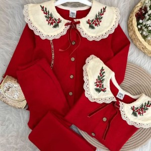 ست بلوز شلوار یقه گلدوزی ترک