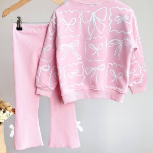 ست پاپیونی صورتی شلوار کبریتی دمپا - ترک