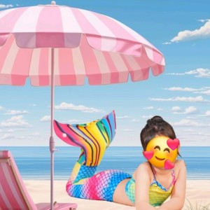 مایو سه تیکه پری دریایی رنگین کمان وارداتی