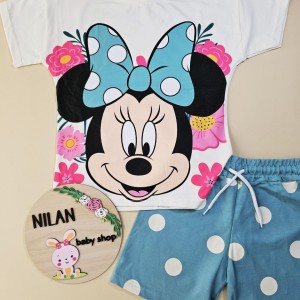 ست آستین کوتاه میکی پاپیون سبز