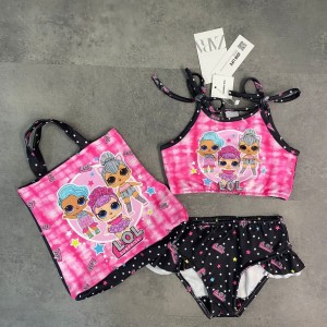 مایو سه تیکه طرح LOL مشکی صورتی