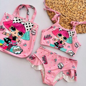 مایو سه تیکه طرح LOL صورتی