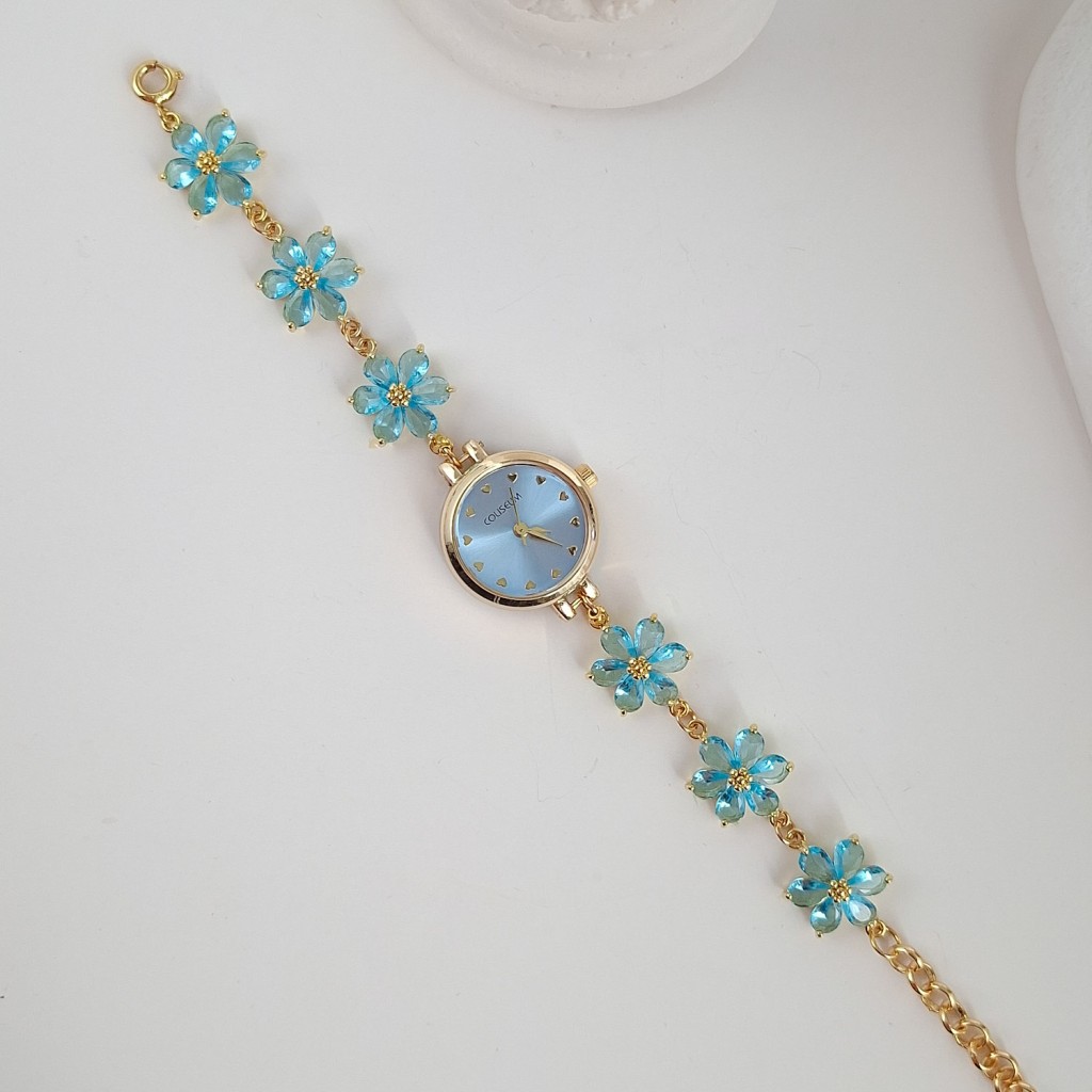 ساعت گل شش پر سواروسکی آبی تیفانی*