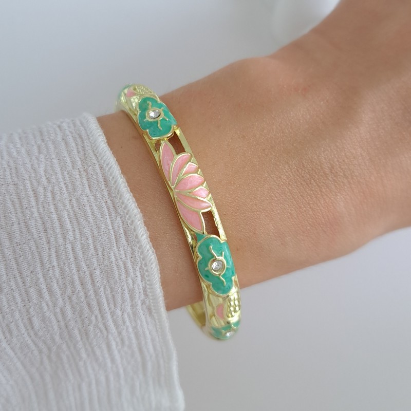 دستبند میناکاری طرح نیلوفر