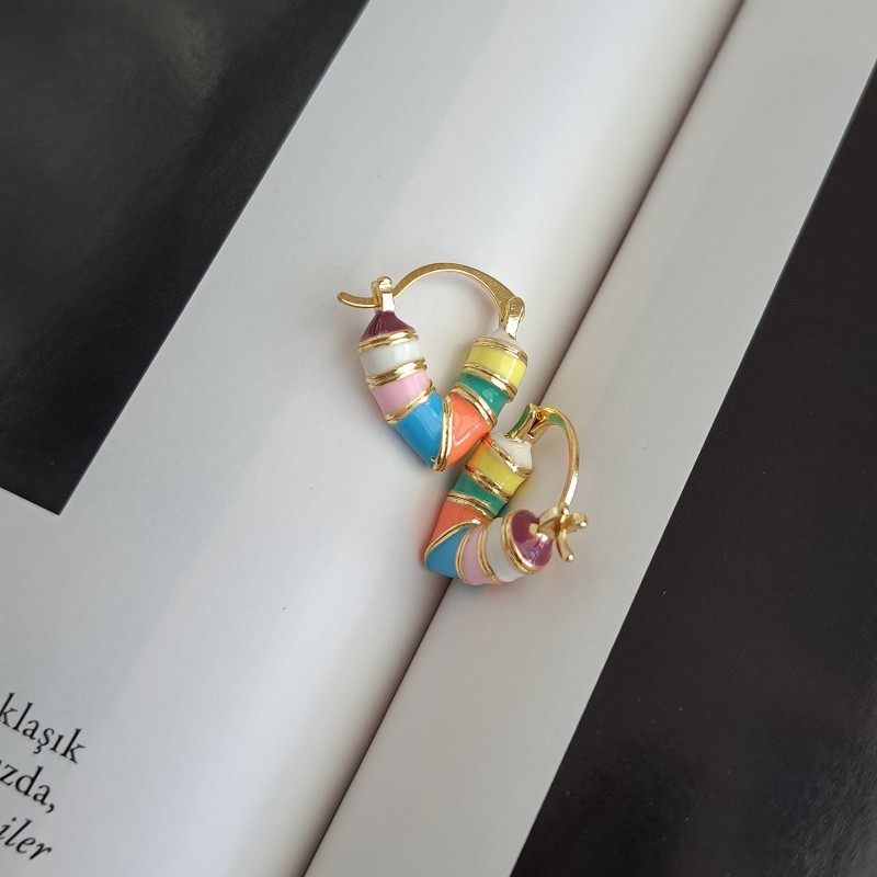 گوشواره قلب هفت رنگ پاستلی*