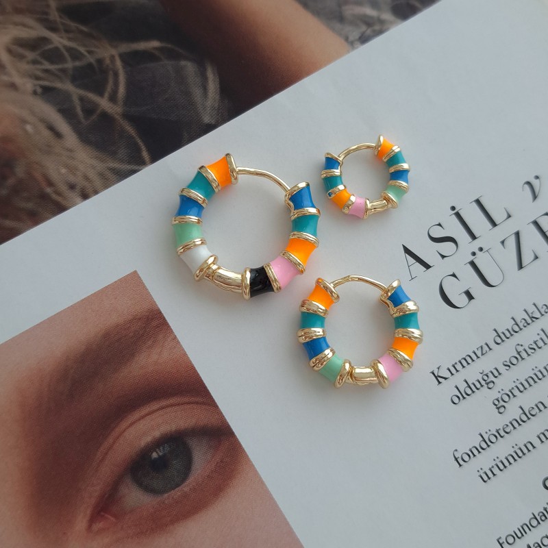 گوشواره پک سه عددی هفت رنگ میناکاری