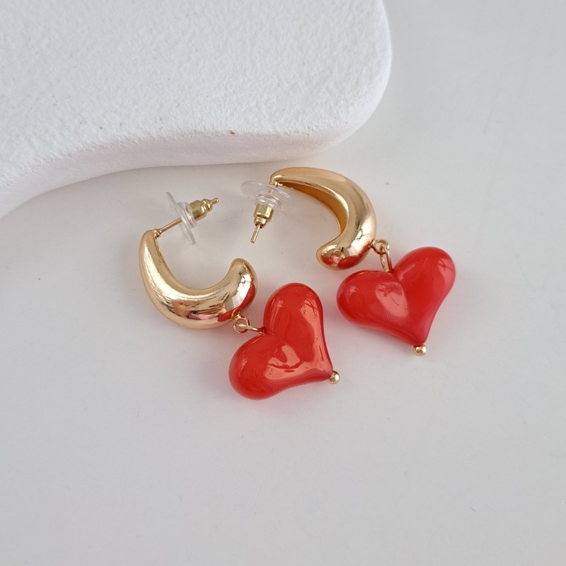 گوشواره قلب قرمز طرح زارا