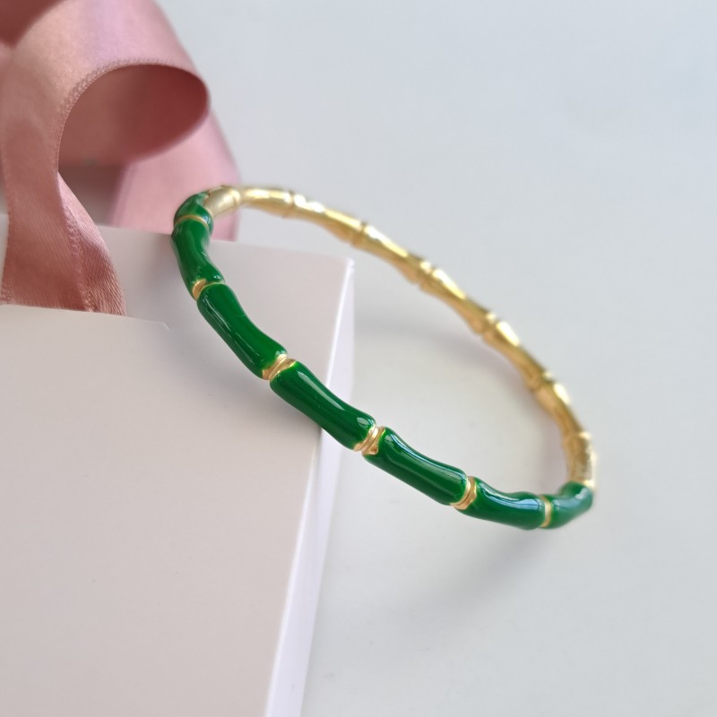 دستبند میناکاری بامبویی سبز (دستبند ابدی)