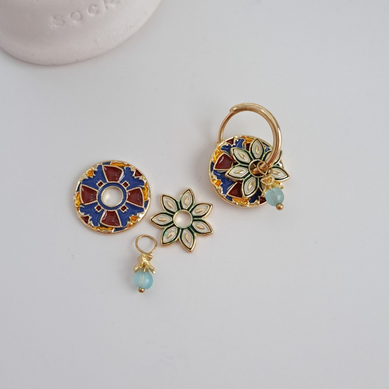 گوشواره واشری  زرشکی آویز دار